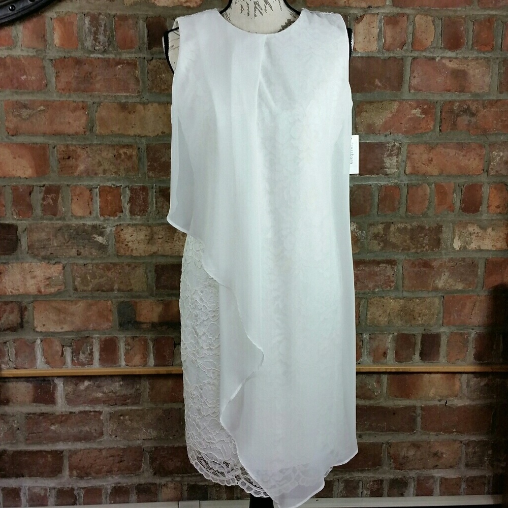 Dress Barn white lace and sheer multilayered dress